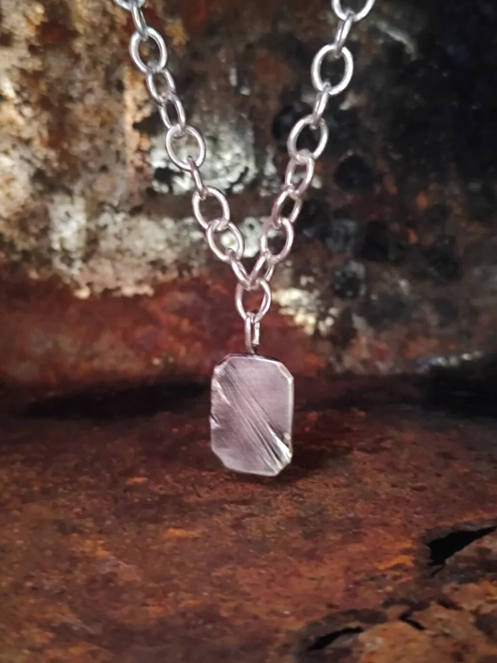 Handmade Sterling Silver Engravable Pendant Necklace – Thick Link Chain